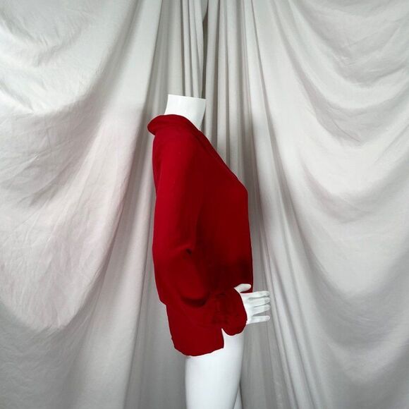 Chelsea 28 Women’s Red Cross Front Faux Wrap Blouse (D14) - Picture 2 of 6